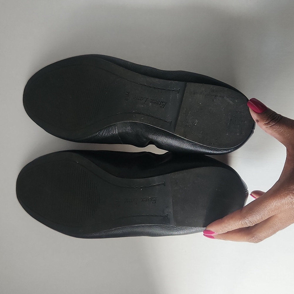 Essex Lane Black Leather Ballet Flats 8.5M - Picture 8 of 12